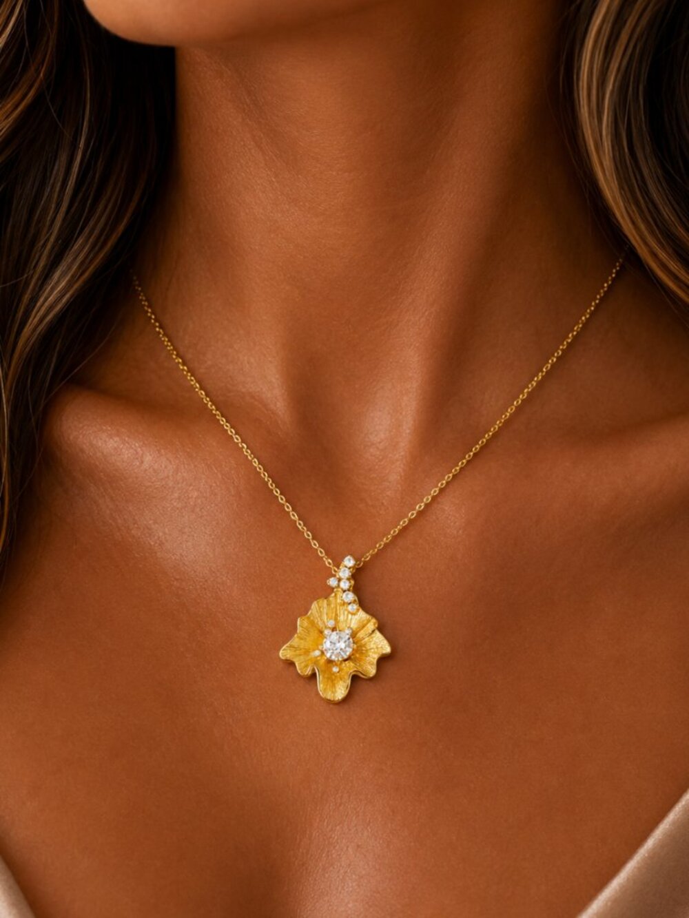 "Maelynn" Gold Floral Necklace